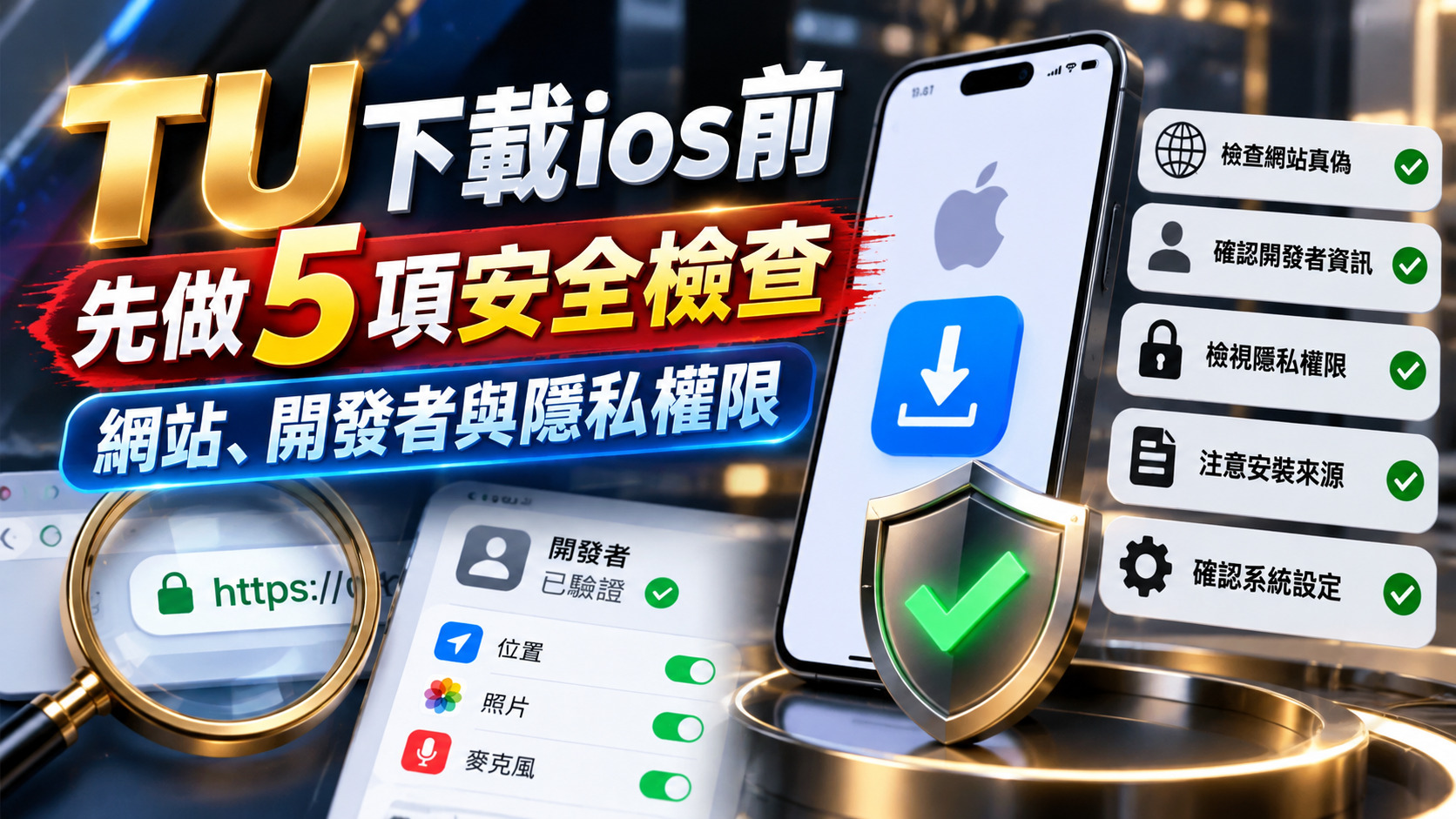 TU下載ios前先做5項安全檢查:網站、開發者與隱私權限